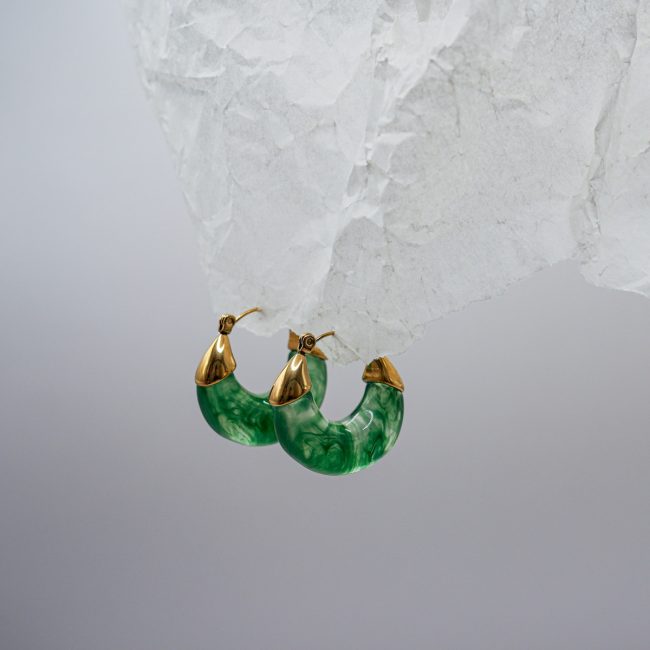Green Marble Hoops